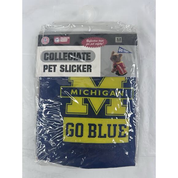 Michigan Collegiate Pet Slicker Reflective Dogs/Animals Medium 14”-18” - Picture 1 of 2